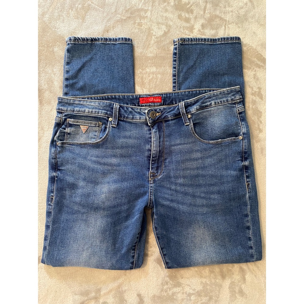Guess Jeans Sz 36x31 Blue Vermont Slim Medium Wash Stretch Denim Streetwear
